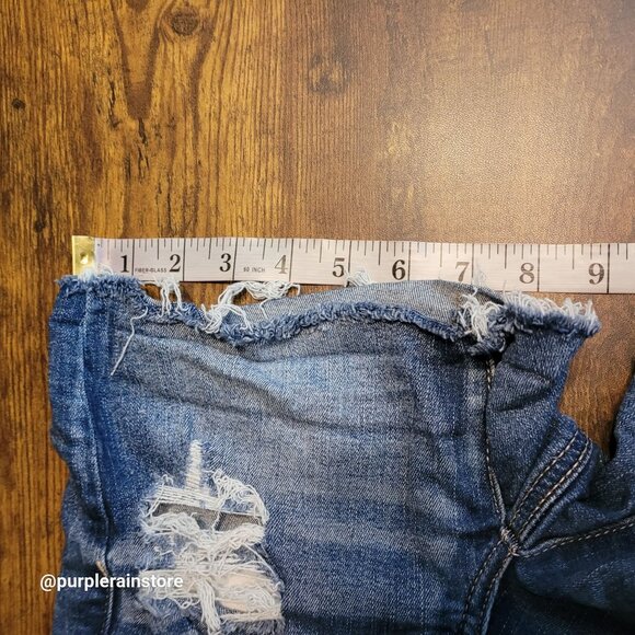 American Eagle Hi Rise Shortie Size 0 Next Level Stretch Medium Dark Wash Denim - Picture 11 of 11